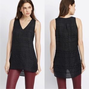 Vince Textured Sleeveless V-Neck Linen Silk Blend Tunic Top Size Medium Luxury